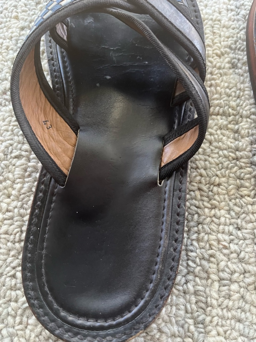 Armando Cabral Arabia Men's Black Leather Woven Strap Slide Sandals - Picture 6 of 6